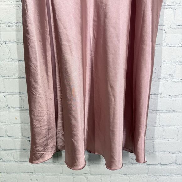 Mini Dress Women Size 2X Rose Gold Empire Babydoll Silky Satin Party Night Y2K - Picture 6 of 11